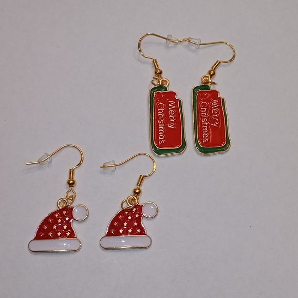 NWT Bundle of Two Pairs of Adorable Gold Dangling Christmas Earrings!! - Picture 2 of 4